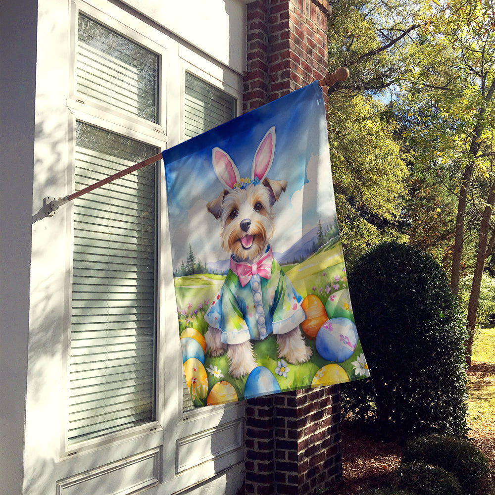 Dandie Dinmont Terrier Easter Egg Hunt House Flag 28x40 Porch Sleeve Pole Decorative Outside Yard Banner Artwork Wall Hanging, Polyester