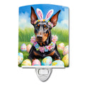 Doberman Pinscher Easter Egg Hunt Ceramic Night Light Compact, UL-Certified, Ideal for Bedroom, Bathroom, Nursery, Hallway, Kitchen, 6x4x3, Multicolor