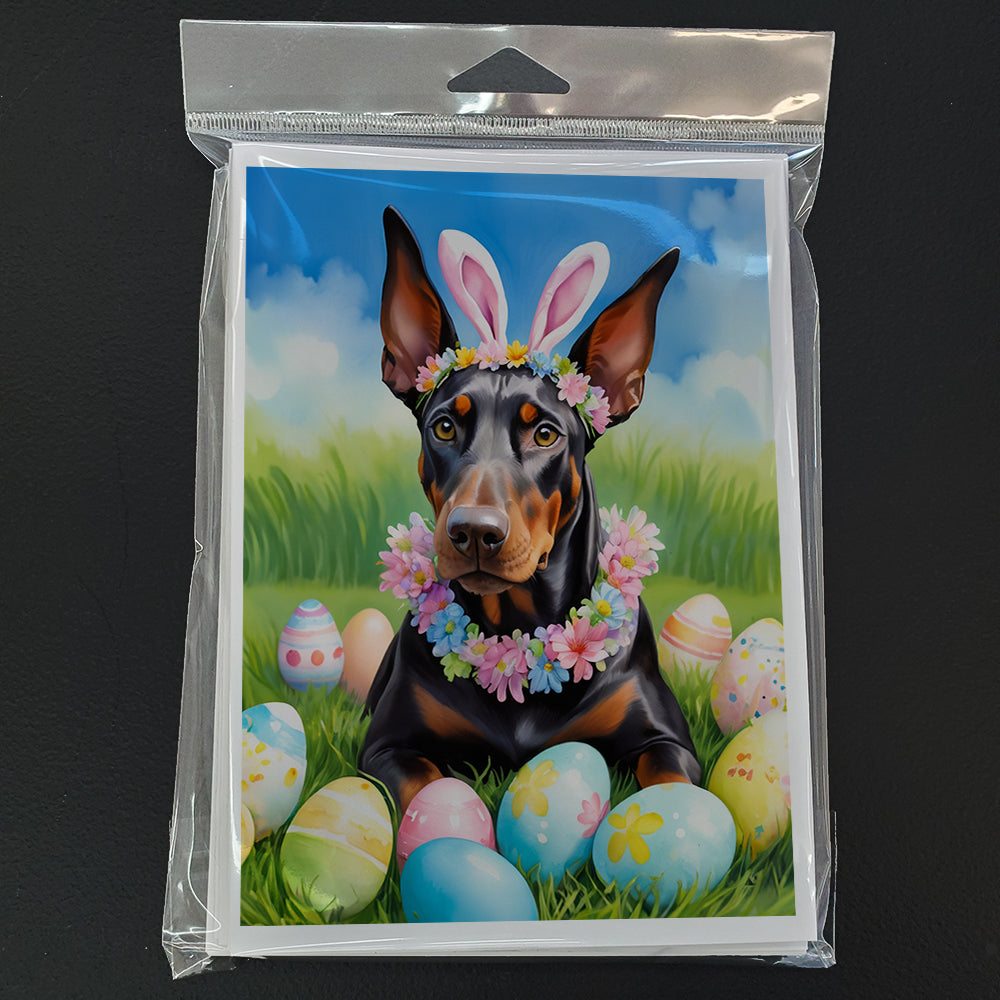 Doberman Pinscher Easter Egg Hunt Greeting Cards Pack of 8 Blank Cards with Envelopes Whimsical A7 Size 5x7