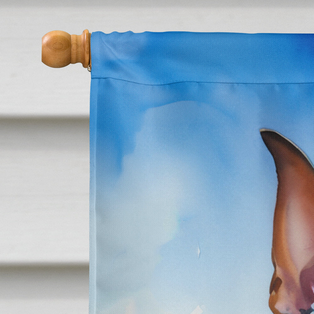 Doberman Pinscher Easter Egg Hunt House Flag 28x40 Porch Sleeve Pole Decorative Outside Yard Banner Artwork Wall Hanging, Polyester