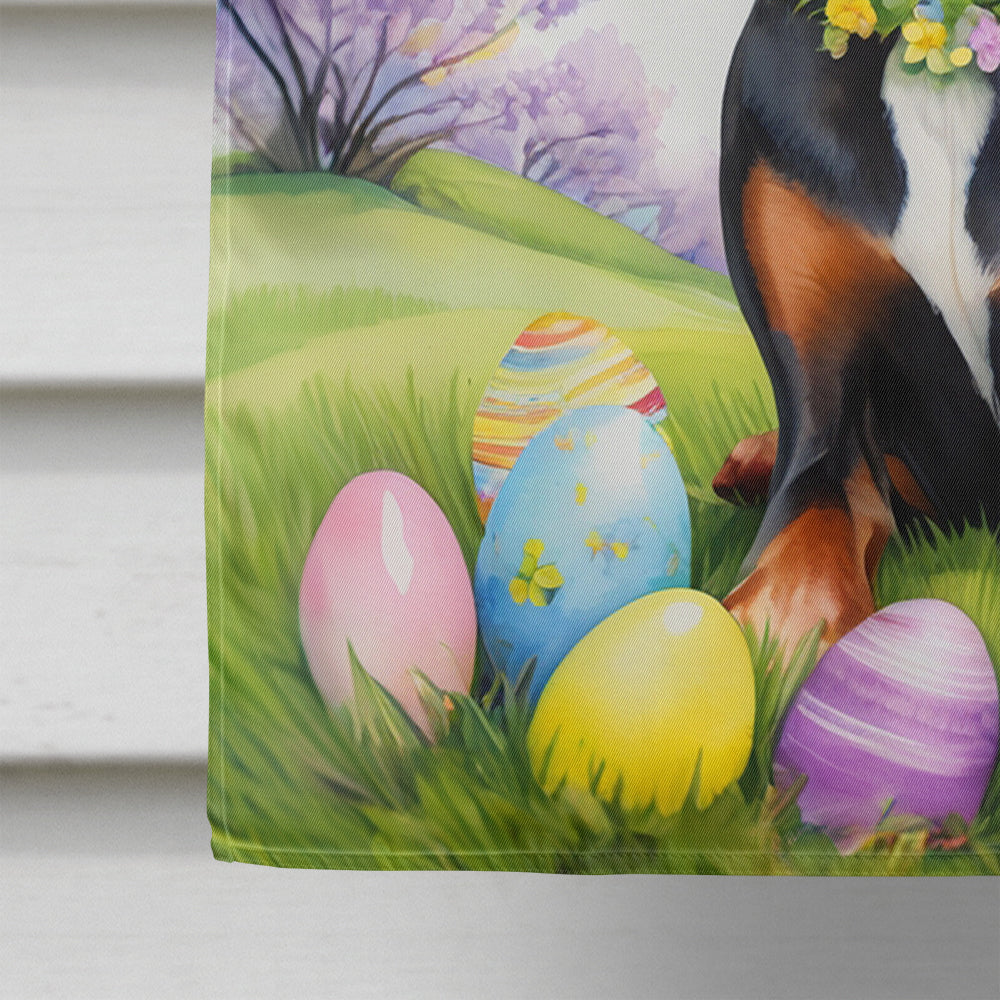 Doberman Pinscher Easter Egg Hunt House Flag 28x40 Porch Sleeve Pole Decorative Outside Yard Banner Artwork Wall Hanging, Polyester