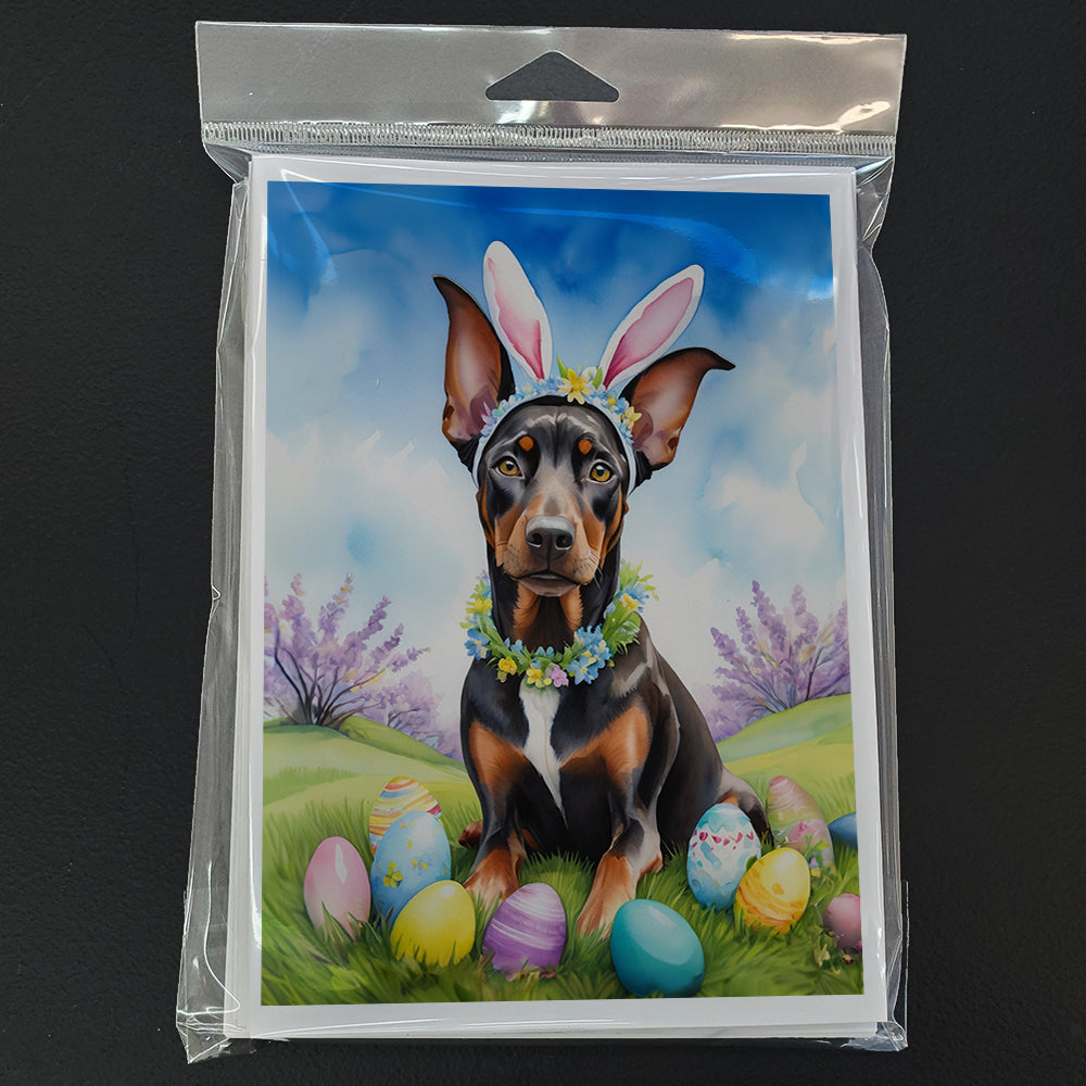 Doberman Pinscher Easter Egg Hunt Greeting Cards Pack of 8 Blank Cards with Envelopes Whimsical A7 Size 5x7