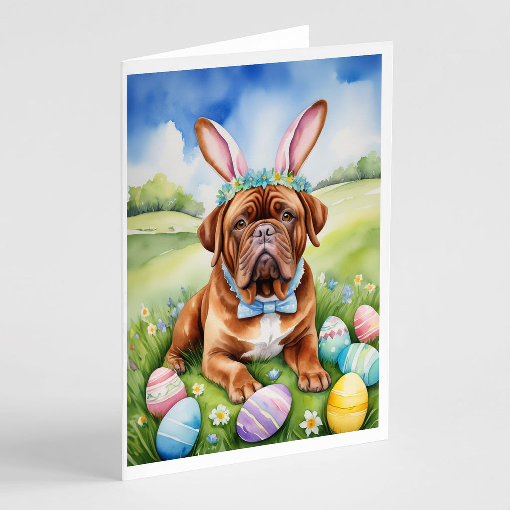 Dogue de Bordeaux Easter Egg Hunt Greeting Cards Pack of 8 Blank Cards with Envelopes Whimsical A7 Size 5x7