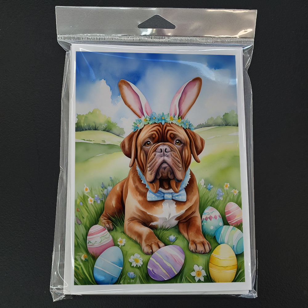 Dogue de Bordeaux Easter Egg Hunt Greeting Cards Pack of 8 Blank Cards with Envelopes Whimsical A7 Size 5x7