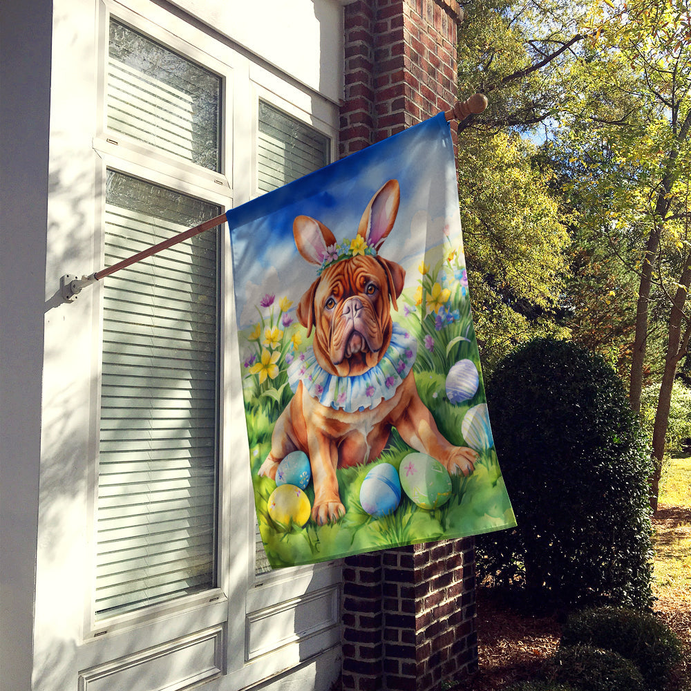 Dogue de Bordeaux Easter Egg Hunt House Flag 28x40 Porch Sleeve Pole Decorative Outside Yard Banner Artwork Wall Hanging, Polyester