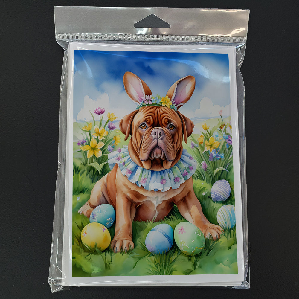 Dogue de Bordeaux Easter Egg Hunt Greeting Cards Pack of 8 Blank Cards with Envelopes Whimsical A7 Size 5x7