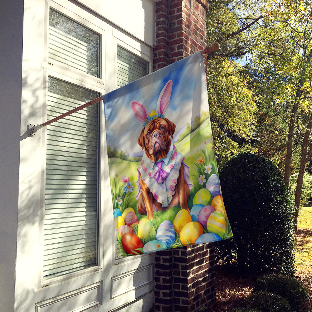 Dogue de Bordeaux Easter Egg Hunt House Flag 28x40 Porch Sleeve Pole Decorative Outside Yard Banner Artwork Wall Hanging, Polyester