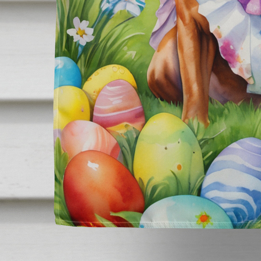 Dogue de Bordeaux Easter Egg Hunt House Flag 28x40 Porch Sleeve Pole Decorative Outside Yard Banner Artwork Wall Hanging, Polyester