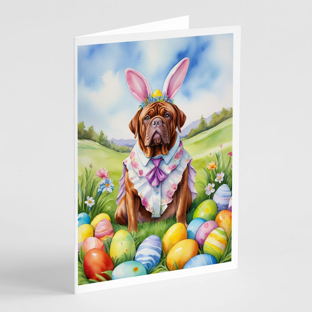 Dogue de Bordeaux Easter Egg Hunt Greeting Cards Pack of 8 Blank Cards with Envelopes Whimsical A7 Size 5x7