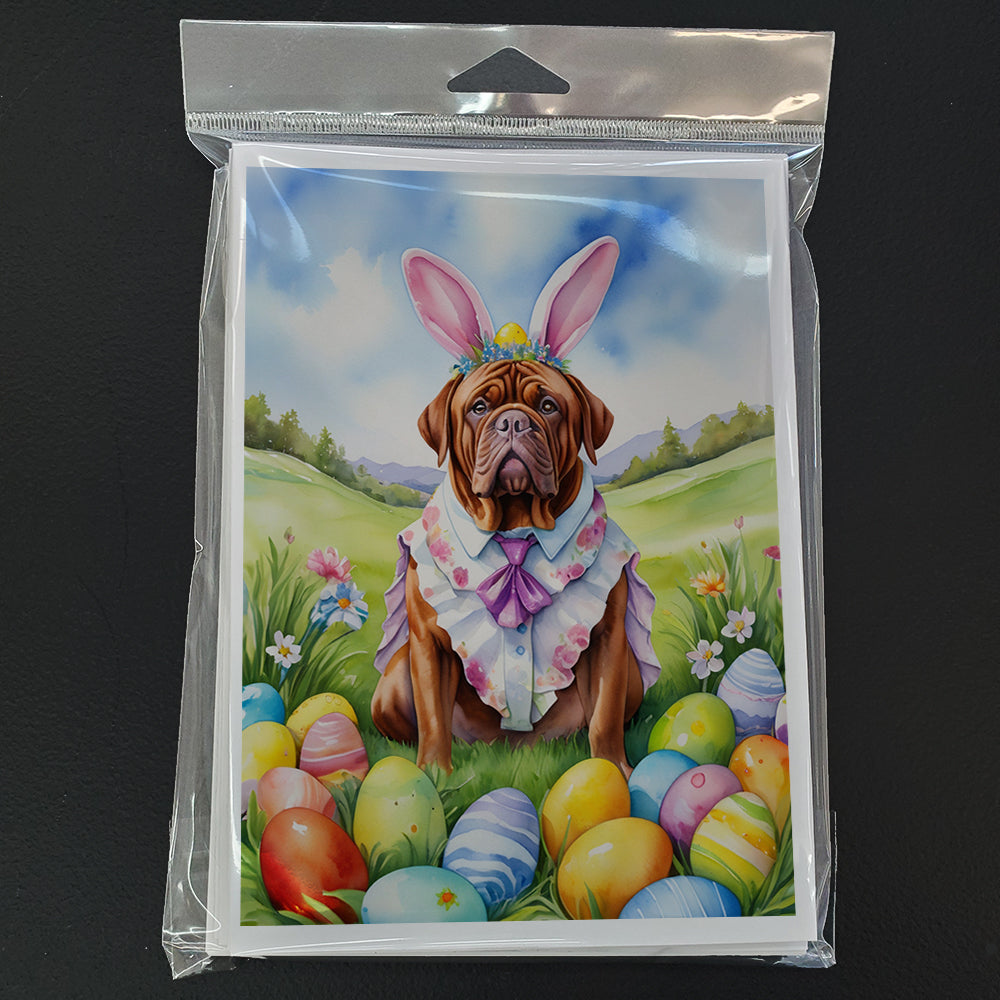 Dogue de Bordeaux Easter Egg Hunt Greeting Cards Pack of 8 Blank Cards with Envelopes Whimsical A7 Size 5x7