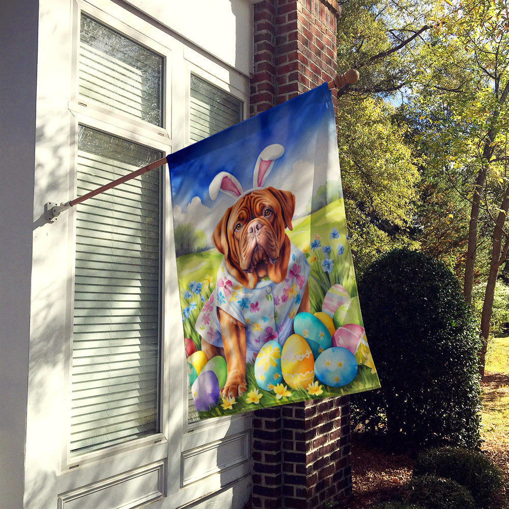Dogue de Bordeaux Easter Egg Hunt House Flag 28x40 Porch Sleeve Pole Decorative Outside Yard Banner Artwork Wall Hanging, Polyester