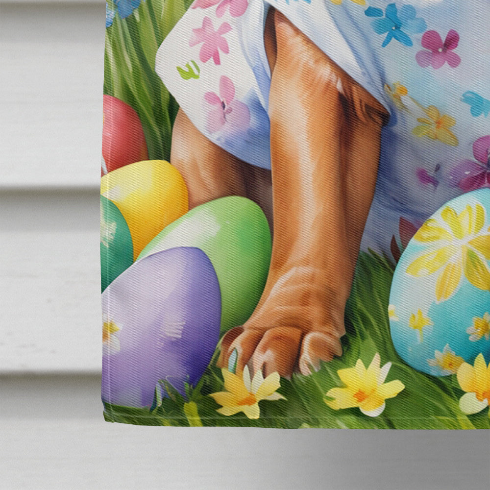 Dogue de Bordeaux Easter Egg Hunt House Flag 28x40 Porch Sleeve Pole Decorative Outside Yard Banner Artwork Wall Hanging, Polyester