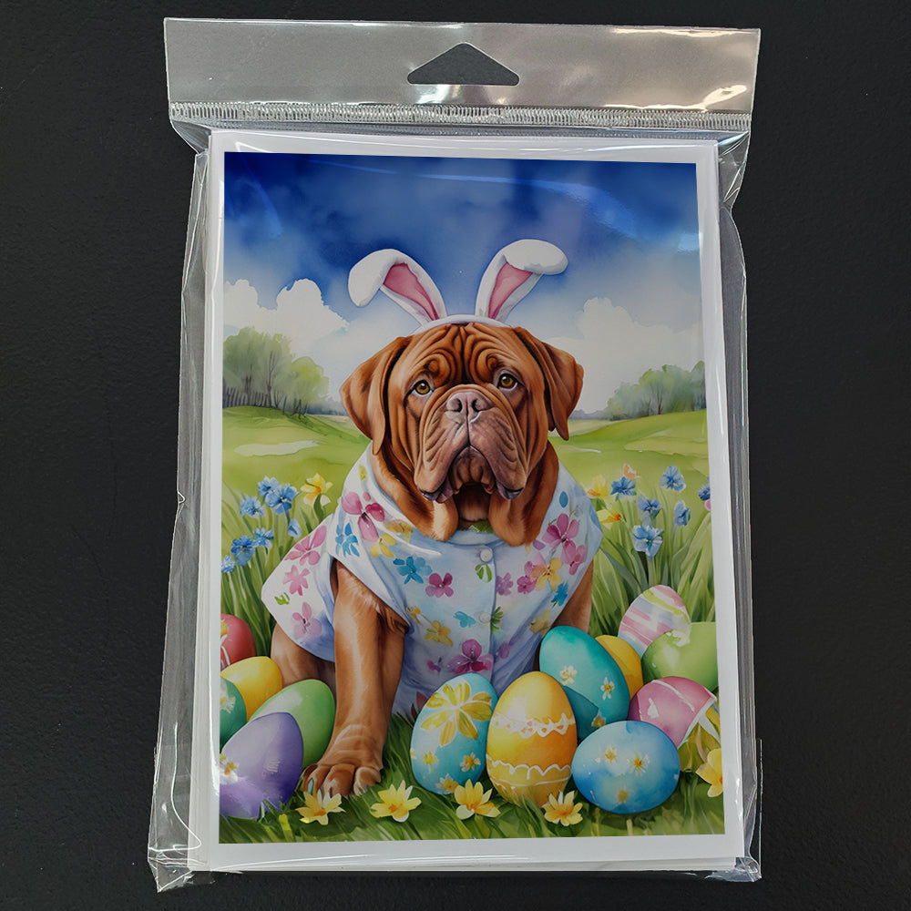 Dogue de Bordeaux Easter Egg Hunt Greeting Cards Pack of 8 Blank Cards with Envelopes Whimsical A7 Size 5x7