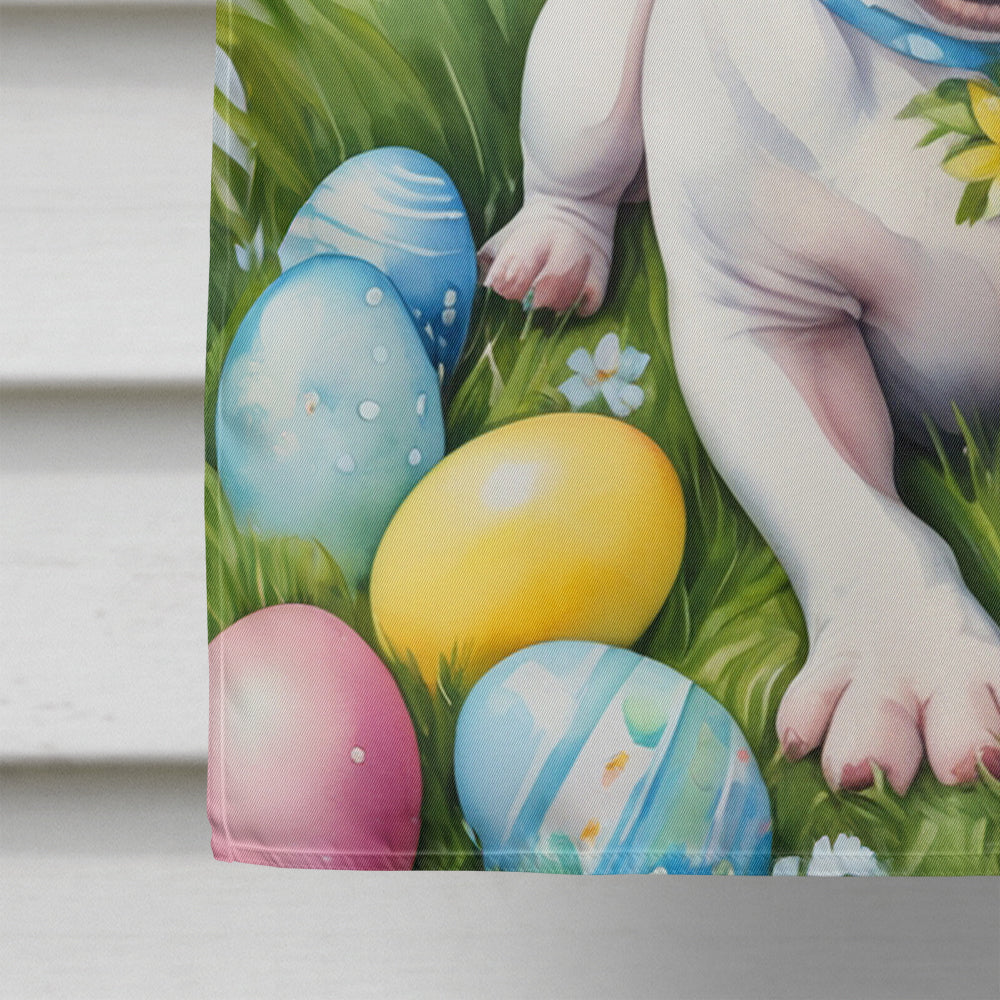 English Bull Terrier Easter Egg Hunt House Flag 28x40 Porch Sleeve Pole Decorative Outside Yard Banner Artwork Wall Hanging, Polyester