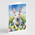 English Bull Terrier Easter Egg Hunt Greeting Cards Pack of 8 Blank Cards with Envelopes Whimsical A7 Size 5x7