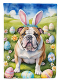 English Bulldog Easter Egg Hunt House Flag 28x40 Porch Sleeve Pole Decorative Outside Yard Banner Artwork Wall Hanging, Polyester