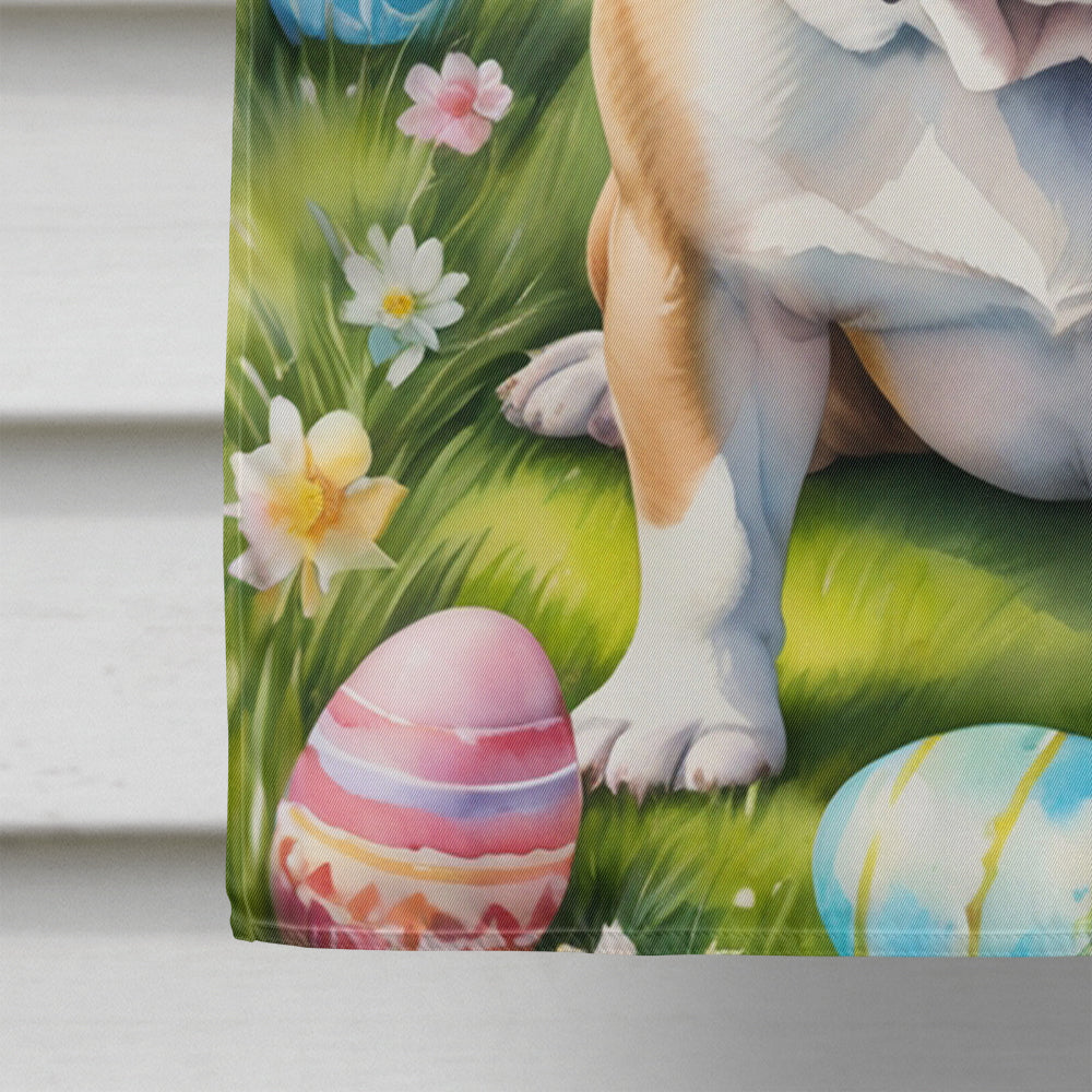 English Bulldog Easter Egg Hunt House Flag 28x40 Porch Sleeve Pole Decorative Outside Yard Banner Artwork Wall Hanging, Polyester