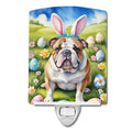 English Bulldog Easter Egg Hunt Ceramic Night Light Compact, UL-Certified, Ideal for Bedroom, Bathroom, Nursery, Hallway, Kitchen, 6x4x3, Multicolor