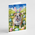 English Bulldog Easter Egg Hunt Greeting Cards Pack of 8 Blank Cards with Envelopes Whimsical A7 Size 5x7