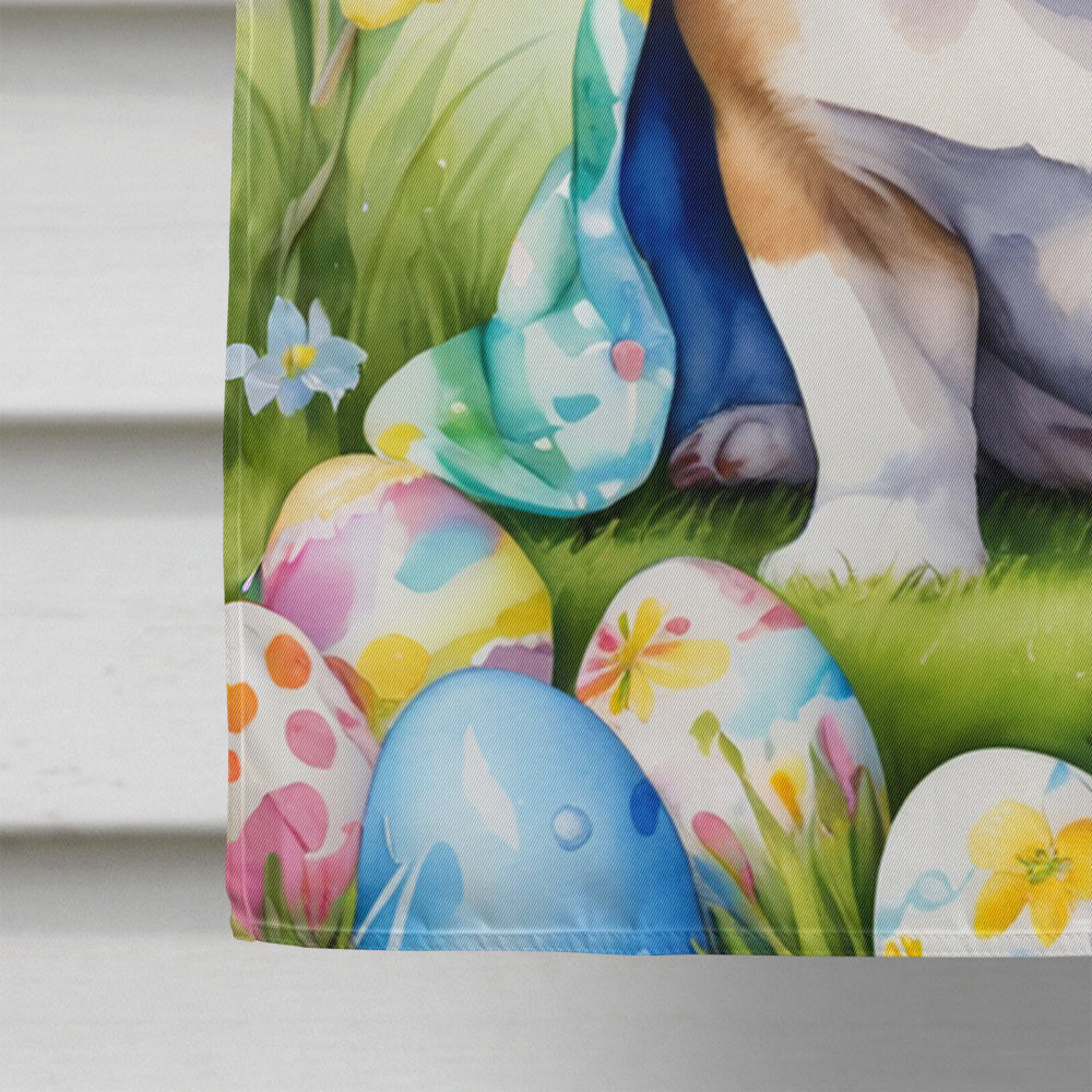 English Bulldog Easter Egg Hunt House Flag 28x40 Porch Sleeve Pole Decorative Outside Yard Banner Artwork Wall Hanging, Polyester
