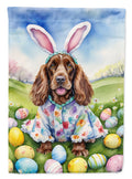 English Cocker Spaniel Easter Egg Hunt House Flag 28x40 Porch Sleeve Pole Decorative Outside Yard Banner Artwork Wall Hanging, Polyester