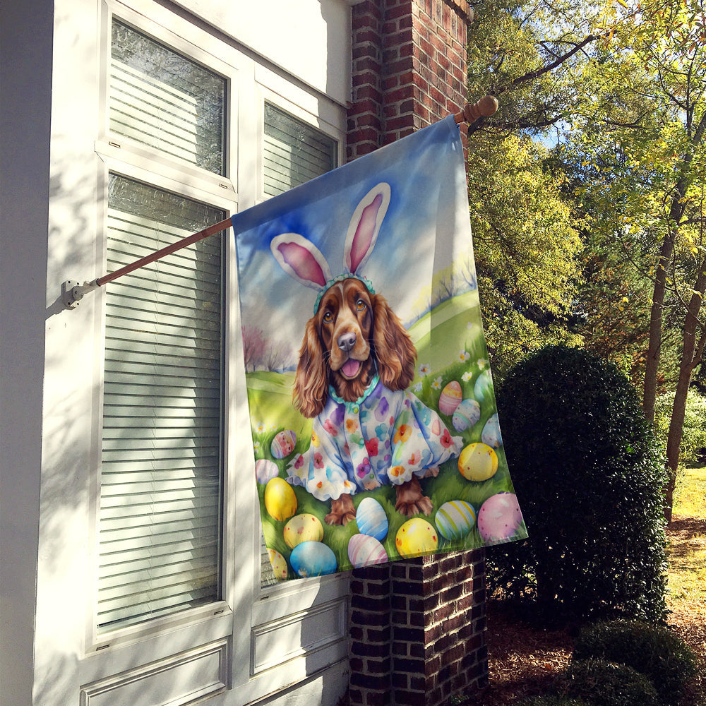 English Cocker Spaniel Easter Egg Hunt House Flag 28x40 Porch Sleeve Pole Decorative Outside Yard Banner Artwork Wall Hanging, Polyester