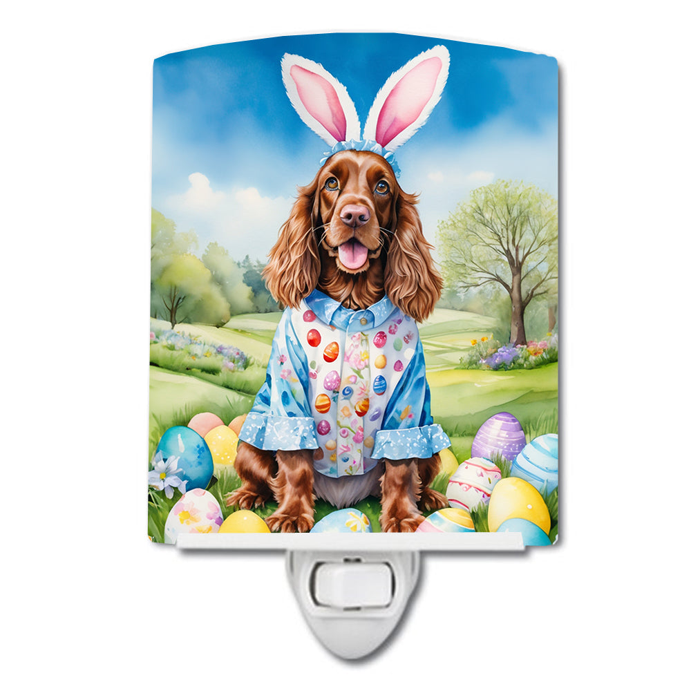 English Cocker Spaniel Easter Egg Hunt Ceramic Night Light Compact, UL-Certified, Ideal for Bedroom, Bathroom, Nursery, Hallway, Kitchen, 6x4x3, Multicolor