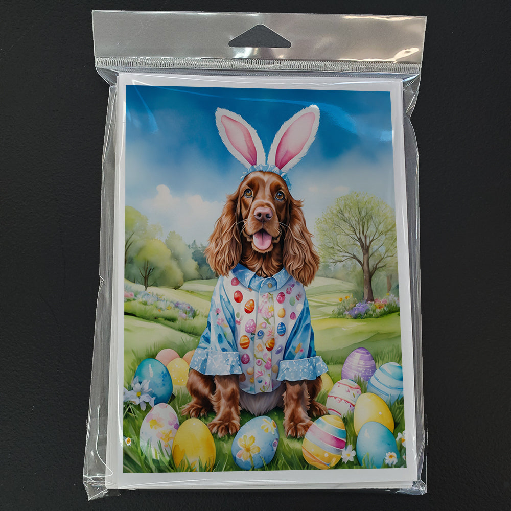 English Cocker Spaniel Easter Egg Hunt Greeting Cards Pack of 8 Blank Cards with Envelopes Whimsical A7 Size 5x7
