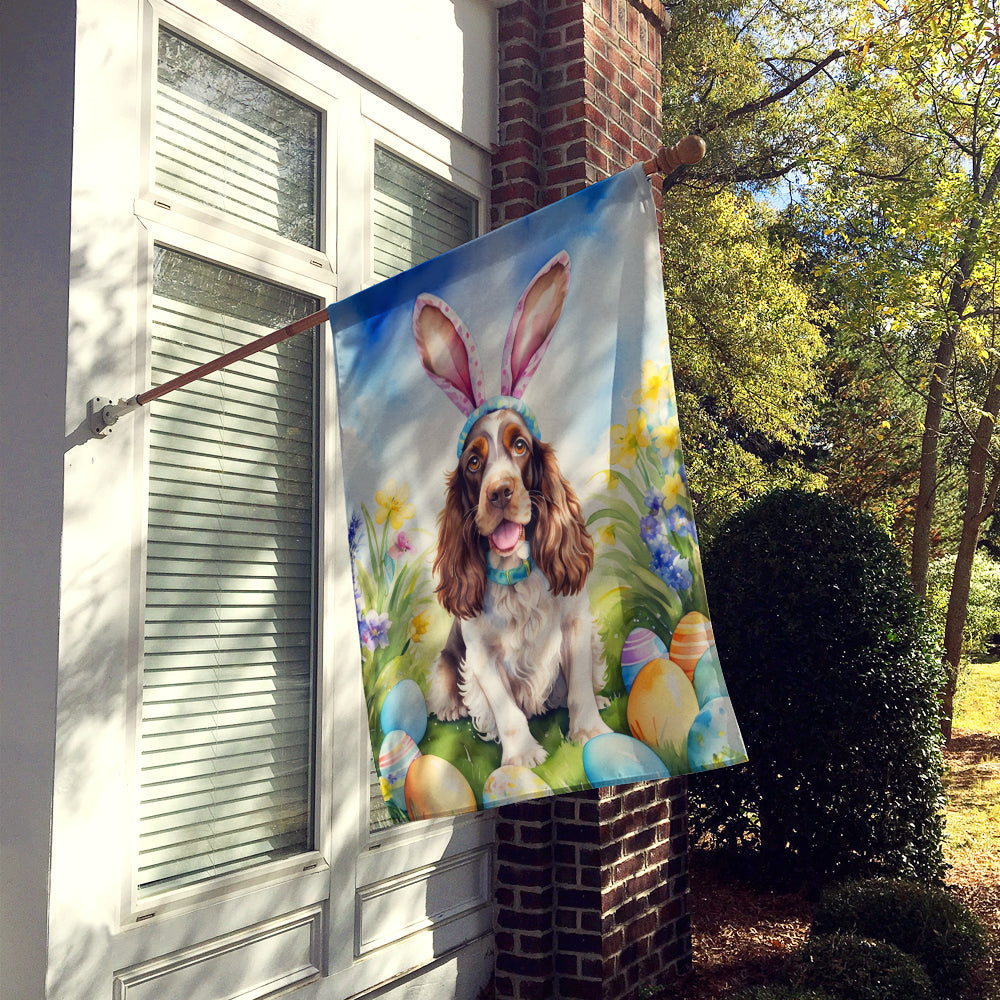 English Cocker Spaniel Easter Egg Hunt House Flag 28x40 Porch Sleeve Pole Decorative Outside Yard Banner Artwork Wall Hanging, Polyester