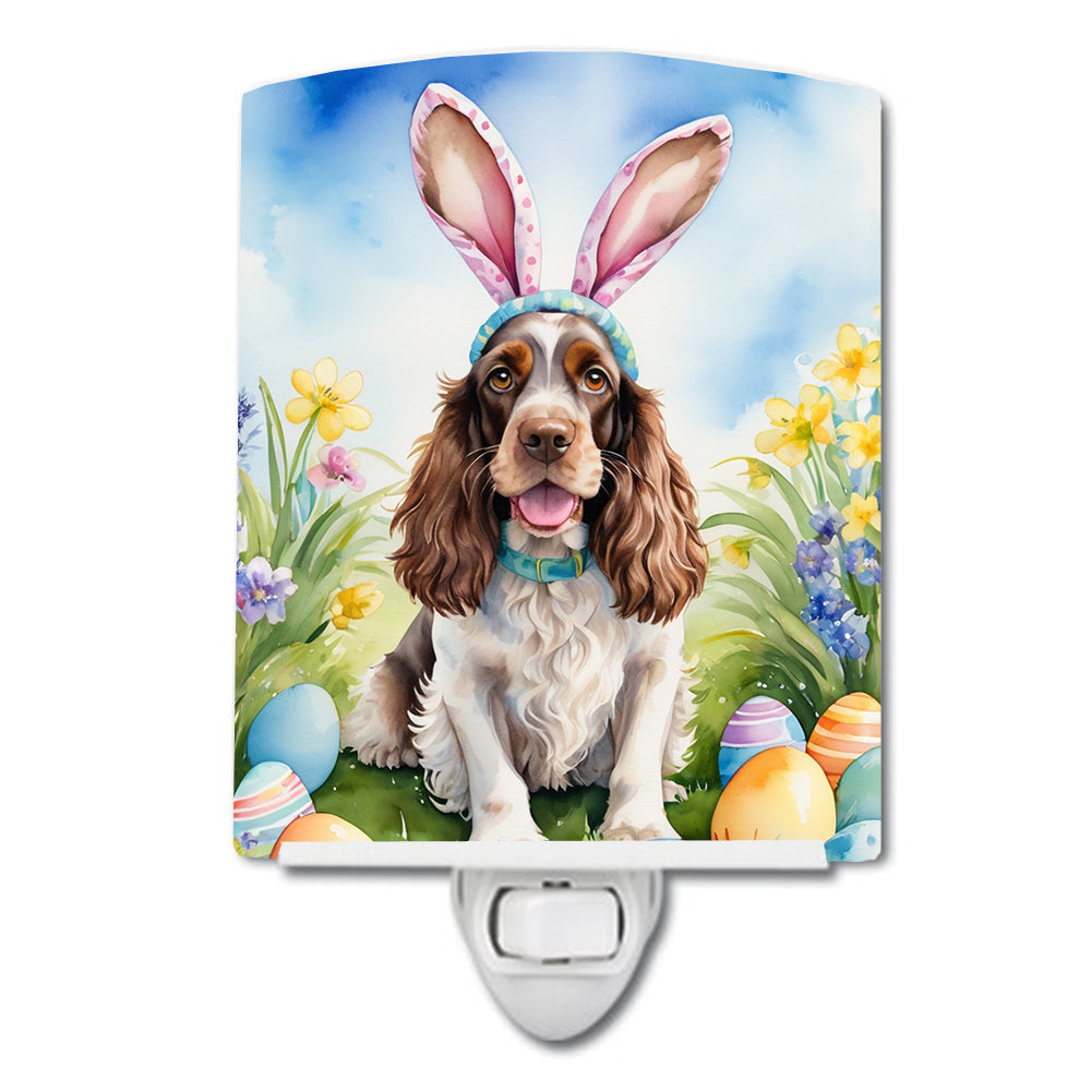 English Cocker Spaniel Easter Egg Hunt Ceramic Night Light Compact, UL-Certified, Ideal for Bedroom, Bathroom, Nursery, Hallway, Kitchen, 6x4x3, Multicolor