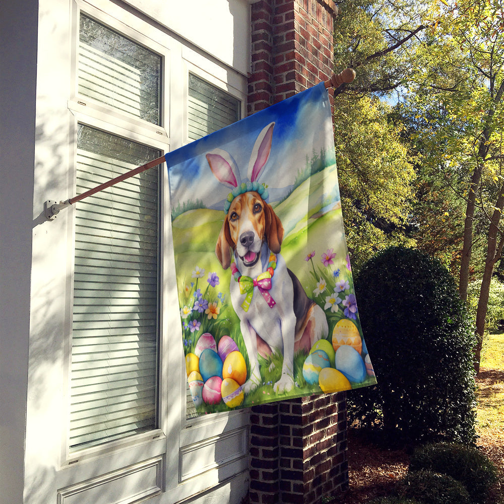 English Foxhound Easter Egg Hunt House Flag 28x40 Porch Sleeve Pole Decorative Outside Yard Banner Artwork Wall Hanging, Polyester