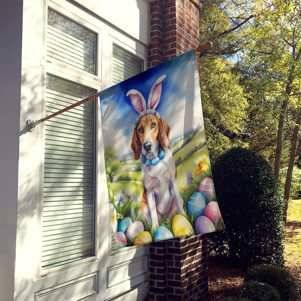 English Foxhound Easter Egg Hunt House Flag 28x40 Porch Sleeve Pole Decorative Outside Yard Banner Artwork Wall Hanging, Polyester