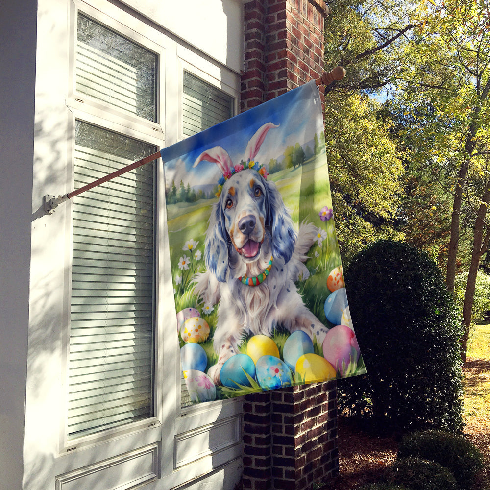 English Setter Easter Egg Hunt House Flag 28x40 Porch Sleeve Pole Decorative Outside Yard Banner Artwork Wall Hanging, Polyester