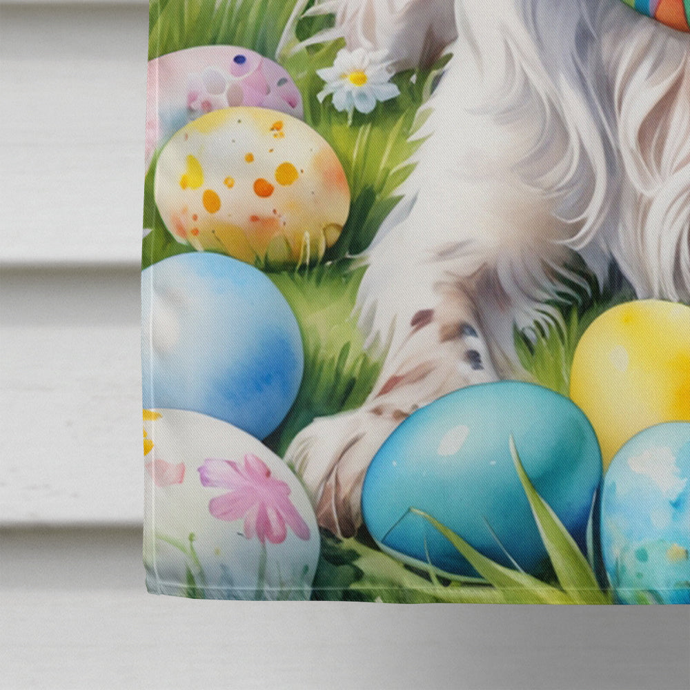 English Setter Easter Egg Hunt House Flag 28x40 Porch Sleeve Pole Decorative Outside Yard Banner Artwork Wall Hanging, Polyester
