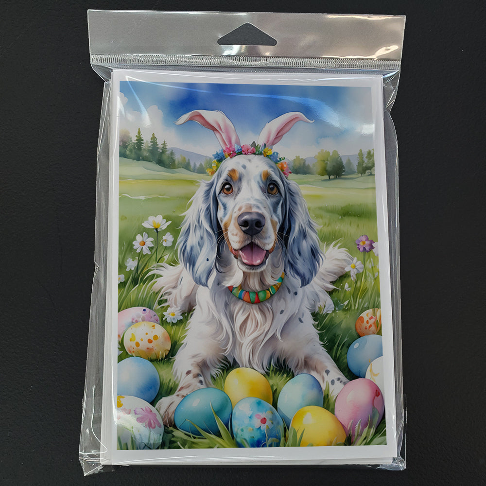 English Setter Easter Egg Hunt Greeting Cards Pack of 8 Blank Cards with Envelopes Whimsical A7 Size 5x7