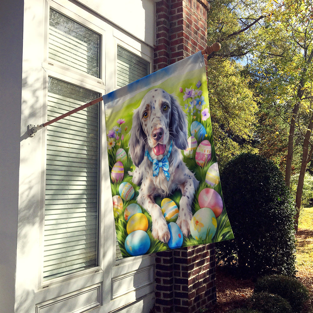 English Setter Easter Egg Hunt House Flag 28x40 Porch Sleeve Pole Decorative Outside Yard Banner Artwork Wall Hanging, Polyester