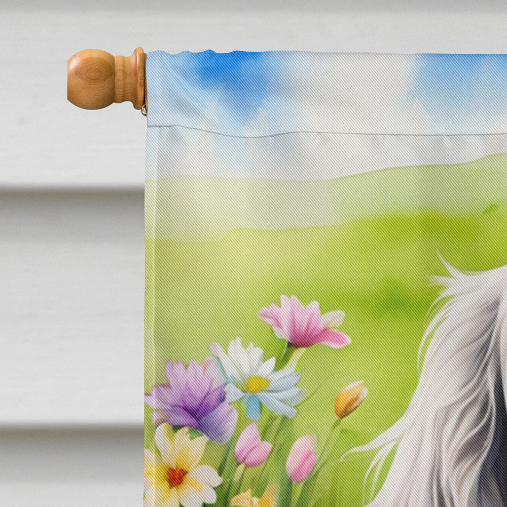 English Setter Easter Egg Hunt House Flag 28x40 Porch Sleeve Pole Decorative Outside Yard Banner Artwork Wall Hanging, Polyester