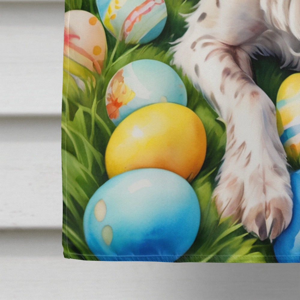 English Setter Easter Egg Hunt House Flag 28x40 Porch Sleeve Pole Decorative Outside Yard Banner Artwork Wall Hanging, Polyester