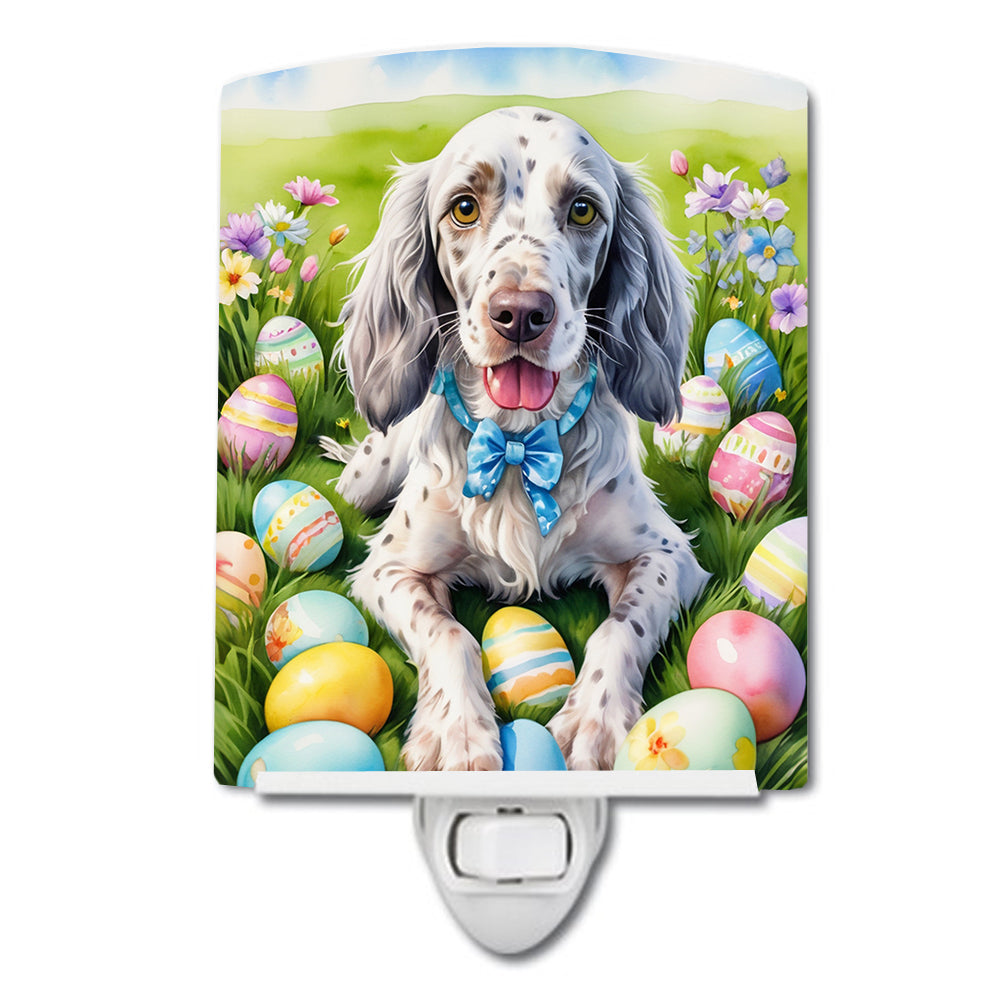 English Setter Easter Egg Hunt Ceramic Night Light Compact, UL-Certified, Ideal for Bedroom, Bathroom, Nursery, Hallway, Kitchen, 6x4x3, Multicolor