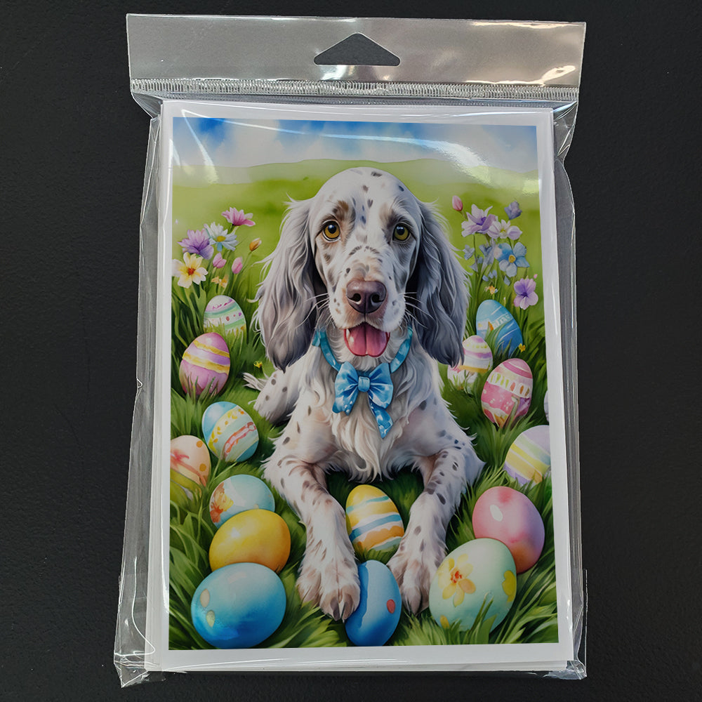 English Setter Easter Egg Hunt Greeting Cards Pack of 8 Blank Cards with Envelopes Whimsical A7 Size 5x7