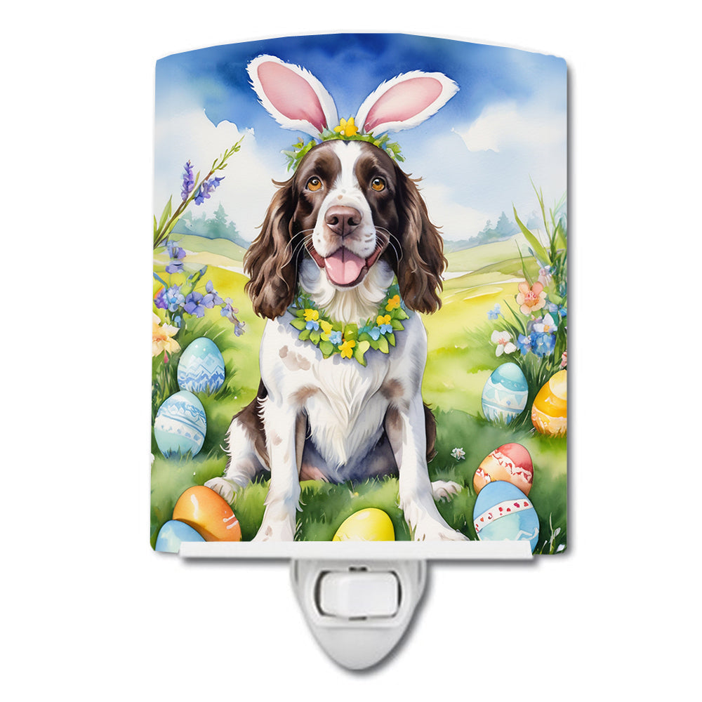 English Springer Spaniel Easter Egg Hunt Ceramic Night Light Compact, UL-Certified, Ideal for Bedroom, Bathroom, Nursery, Hallway, Kitchen, 6x4x3, Multicolor