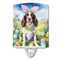 English Springer Spaniel Easter Egg Hunt Ceramic Night Light Compact, UL-Certified, Ideal for Bedroom, Bathroom, Nursery, Hallway, Kitchen, 6x4x3, Multicolor