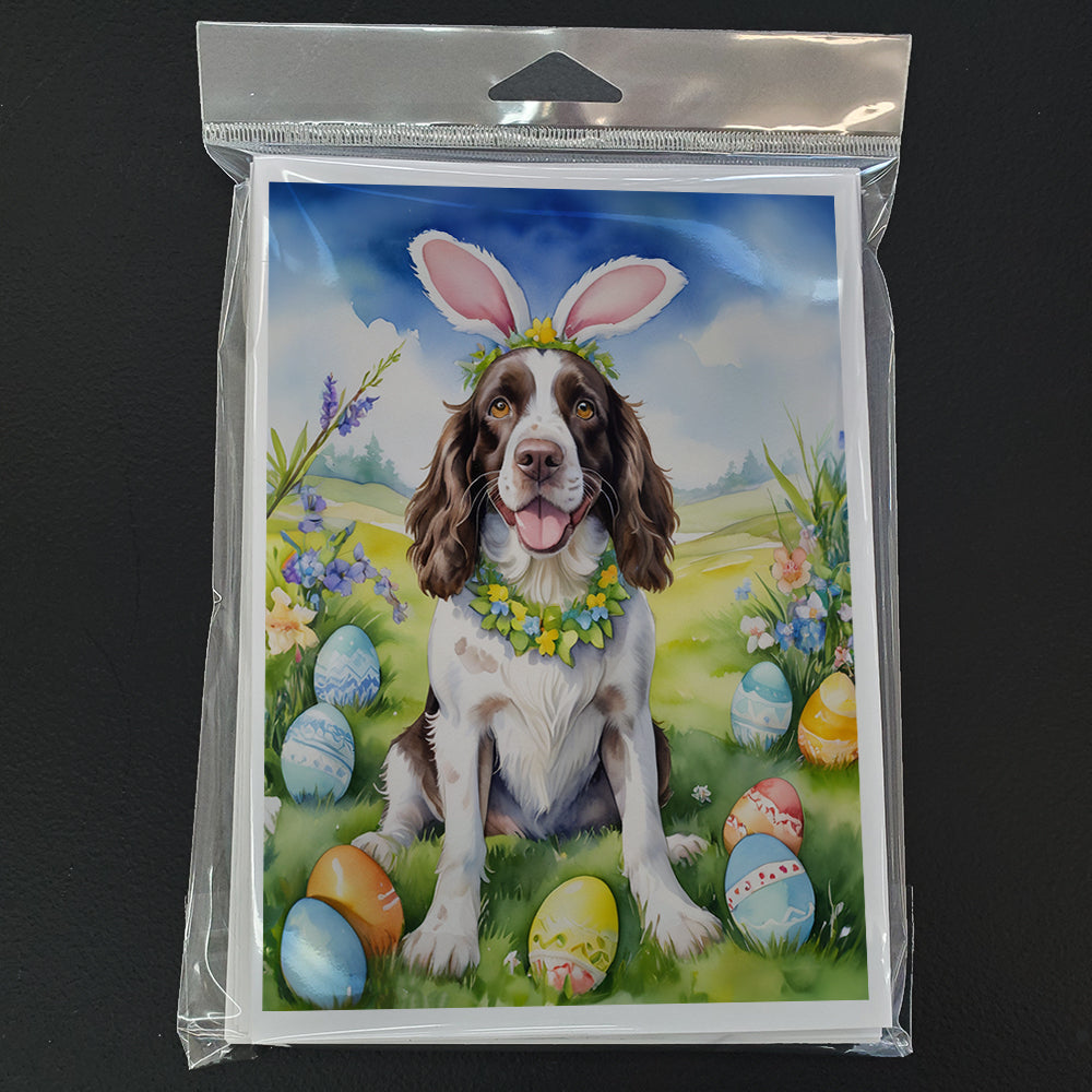 English Springer Spaniel Easter Egg Hunt Greeting Cards Pack of 8 Blank Cards with Envelopes Whimsical A7 Size 5x7