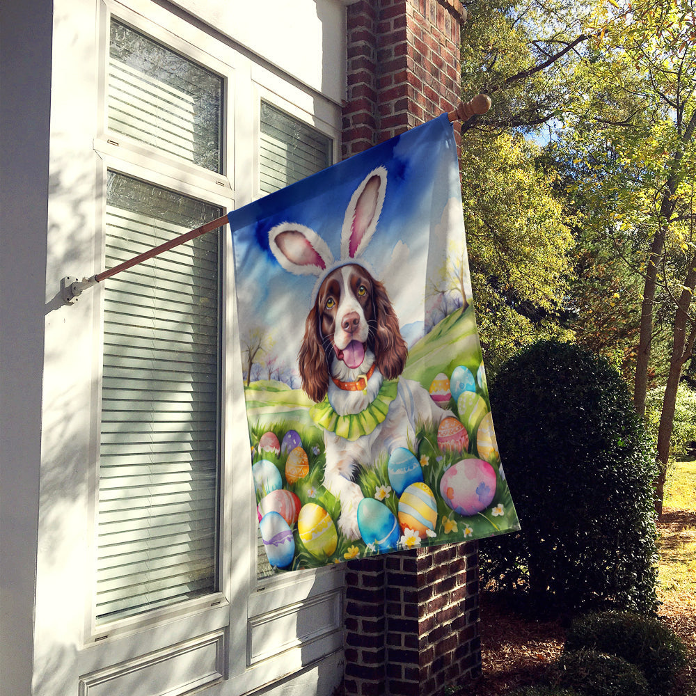 English Springer Spaniel Easter Egg Hunt House Flag 28x40 Porch Sleeve Pole Decorative Outside Yard Banner Artwork Wall Hanging, Polyester