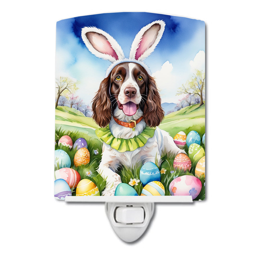 English Springer Spaniel Easter Egg Hunt Ceramic Night Light Compact, UL-Certified, Ideal for Bedroom, Bathroom, Nursery, Hallway, Kitchen, 6x4x3, Multicolor