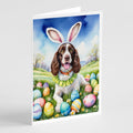 English Springer Spaniel Easter Egg Hunt Greeting Cards Pack of 8 Blank Cards with Envelopes Whimsical A7 Size 5x7