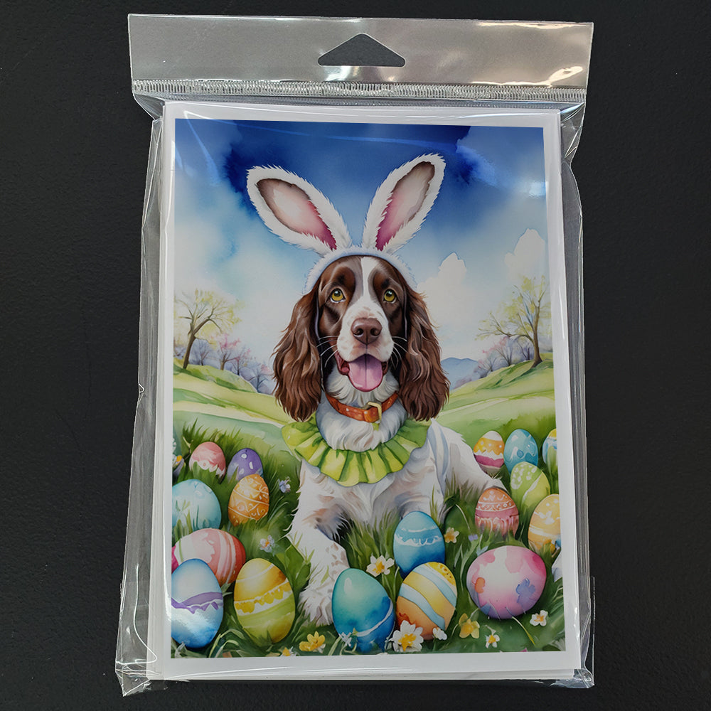 English Springer Spaniel Easter Egg Hunt Greeting Cards Pack of 8 Blank Cards with Envelopes Whimsical A7 Size 5x7