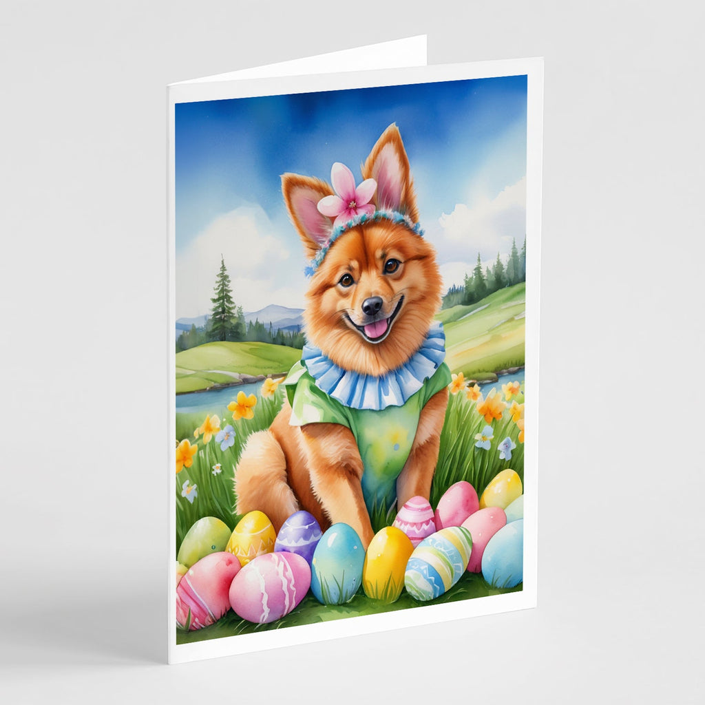 Finnish Spitz Easter Egg Hunt Greeting Cards Pack of 8 Blank Cards with Envelopes Whimsical A7 Size 5x7