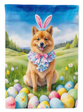 Finnish Spitz Easter Egg Hunt House Flag 28x40 Porch Sleeve Pole Decorative Outside Yard Banner Artwork Wall Hanging, Polyester