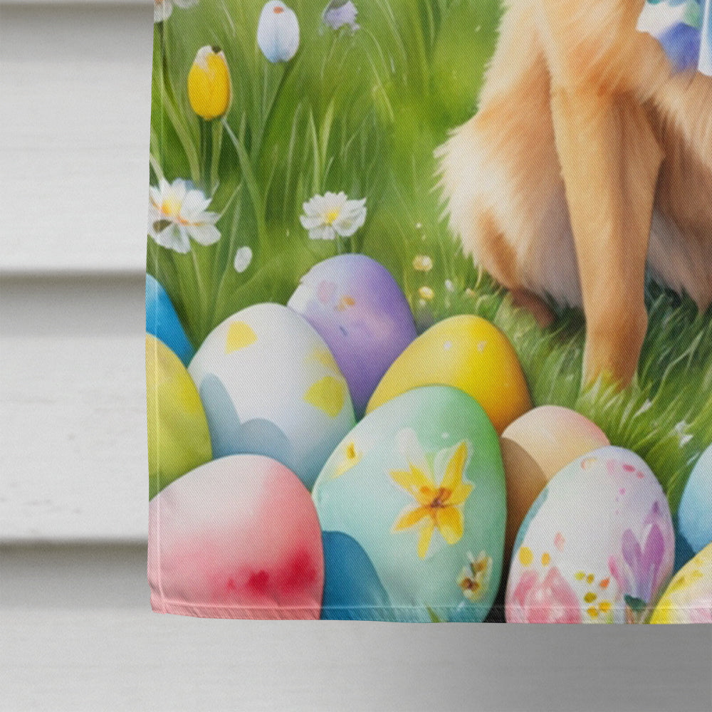 Finnish Spitz Easter Egg Hunt House Flag 28x40 Porch Sleeve Pole Decorative Outside Yard Banner Artwork Wall Hanging, Polyester